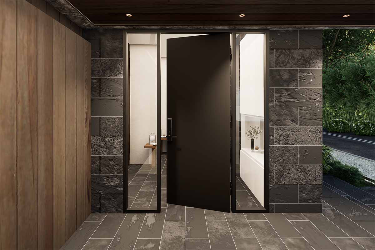ระบบประตูนิรภัยสำหรับทางเข้าบ้าน (Secured Stainless Steel Door)